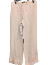 Liz Claiborne Audra 100% Linen Wide Straight Leg Pants Tan Ivory Medium Photo 0
