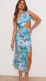 Color Splash Satin Midi Dress Photo 0