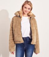 Fuzzy Puffer Jacket Tan Size M Photo 0