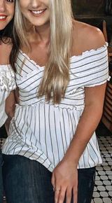 Soprano White Stripped X-cross Shirt  Photo 0