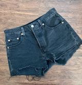 Womens Levis 501 Black Distressed Shorts Photo 0