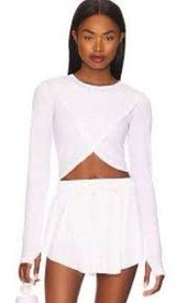 Free people movement Casal cropped long sleeve shirt size medium White Photo 0