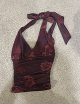 Tilly’s Floral Red Halter Top Photo 0
