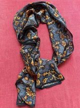 Anne Klein 🌟 ‎ Vintage Gold Leaves Silk Scarf Photo 0