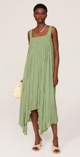 BIBHU MOHAPATRA Green Flowy Empire Maxi Shift Style Sleeveless Dress Size 2 Photo 0