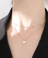 Boutique S925 Sterling Silver Gold / Rose Gold Dainty Double Layer Round Disc Coin Pendant Beaded Necklace. Photo 0