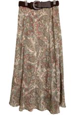 Roz & Ali 1960's Inspired Bohemian Tan Pink Paisley Floral Long Skirt Medium Photo 0