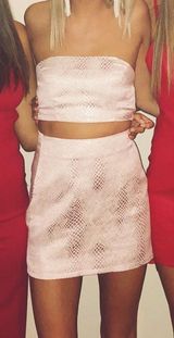 Revolve Pink Snakeskin Two Piece Set Photo 0