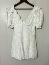 For Love & Lemons White Natalia Puff Sleeve Mini Dress Size S Romantic & Femenine Photo 0