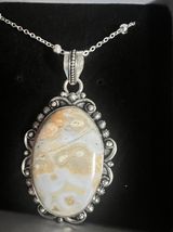 Deer Fawn Jasper Gemstone 925  Handmade Jewelry Pendant+ necklace  2.68" Photo 0