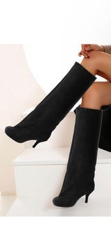 Suede Fashion Boots Black Size 9 Photo 0