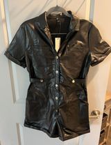 Cider Black Faux Leather Romper  Photo 0