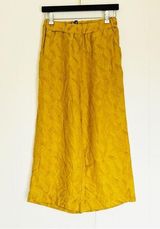 KNOTSISTERS Feather Wideleg Elastic Waist Pants Small Gold Photo 0