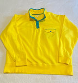 BP yellow and turquoise quarter button up long sleeve pullover. XL​ Photo 0