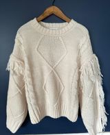 Sugarlips Bowman Fringe Sleeve Cable Knit Sweater / Coastal Cowgirl / Boho Photo 0