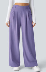 Halara Flex Textured Wide Leg Pull On Pants L Purple Photo 0