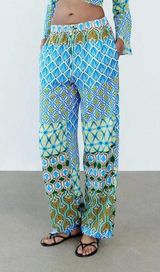 Zara Multi-Colour Patterned Wide-Leg Trousers S Photo 0