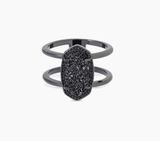 Kendra Scott Elyse gunmetal ring in black drusy Photo 0