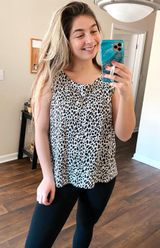 White Stag Black & White Cheetah Sleeveless Tank Blouse Photo 0