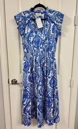 Umgee Royal Blue and White Patterned Dress Photo 0