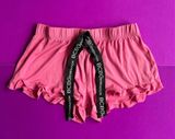 BCBGeneration Bubble Gum Pink Stretch Elastic Mid Rise Ruffled Pajama Shorts Photo 0