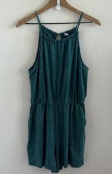 Old Navy Linen Blend Green Teal Romper Playsuit Jumpsuit Large Photo 0