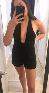 Boutique Halter Plunging Black Romper Photo 0