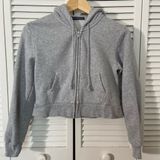 Brandy Melville Heather Grey Cropped Zip Up Hoodie Jacket One Size XS Small Photo 0