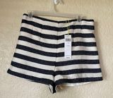 Nautical Cream Color with Navy Blue Stripes Short Size 8 Photo 0