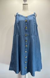 Loft Plus Blue Chambray Denim Button Front Tank Dress with Pockets Size 16 Photo 0