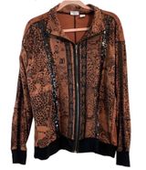 Asian Sequin Zip Up Jacket Spa by Chico’s Size 3 XL 16 Photo 0