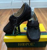 NWT Ortho-Line by Hoopoe Mica Brown Crocodile Print Loafers Moccasins, size 9 W Photo 0