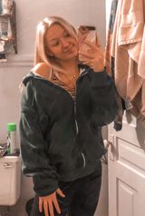 Dark Green Oversized Zip up Photo 0