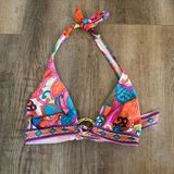Trina Turk  Bikini Halter Top Multicolor Golden Circle Ring Size 6 Photo 0