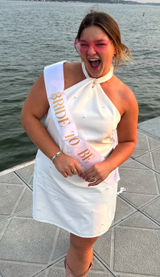 Halter neck white pearl dress Size L Photo 0