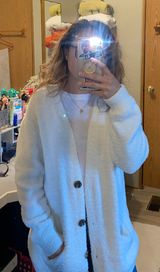 Almost Famous Fuzzy White Cardigan  Photo 0