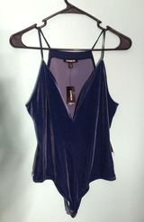 EXPRESS Blue Velvet Bodysuit  Photo 0