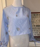 Bleuh Ciel  cropped open back shirt, Small Photo 0