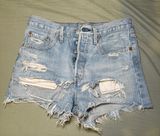 Women’s 501 Button Fly Denim Jeans High-Waisted Festival Coachella Shorts Trendy Photo 0