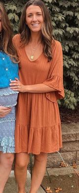 Universal Thread Burnt Orange Peplum Dress Photo 0