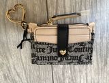 Juicy Couture Cardholder Wallet Black Beige Monogram Gold Heart Keychain NWT Photo 0
