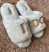 NWT Memory Foam Dearfoam I DO BRIDE BACHELORETTE PARTY SLIPPERS BLUE Wedding Photo 0