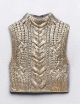 Good Metallic Cable Knit Sweater Vest Photo 0