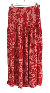 Anthropologie Abel The Label Cassidy Pink Floral Maxi Skirt Size Medium Photo 0