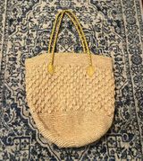 Cleobella Extra Large Woven, Leather Strap Beach Bag Photo 0
