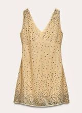 Zara NWT nude jewelled embellished crystal rhinestone sparkly v neck mini dress Photo 0