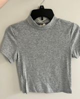 Pink republic Ribbed Mock Neck Tee Grey Photo 0