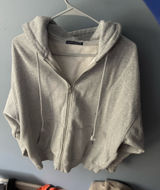 Brandy Melville Zip-Up Hoodie Oversized Grey Photo 0