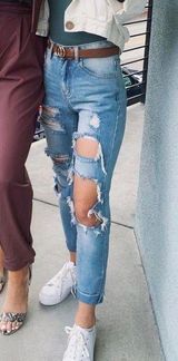 Nasty Gal Distressed High Waisted Jeans Photo 0