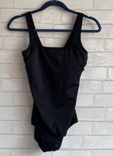 Lands End Full Coverage Black Solid One Piece Bathing Suit Photo 0